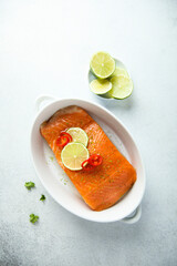 Salted salmon with fresh lime and chili