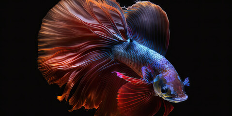 Close-up Of Fish Against Black Background. AI generated
