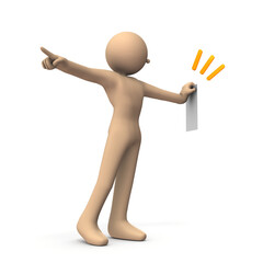 通達の書類を見せて退場を迫るキャラクター