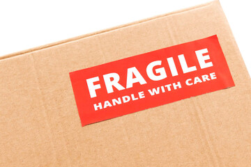 Fragile symbol on cardboard box