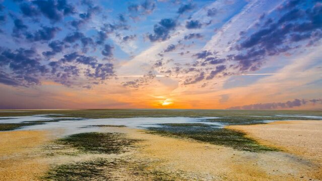  dry saline land at the sunset time lapse scene