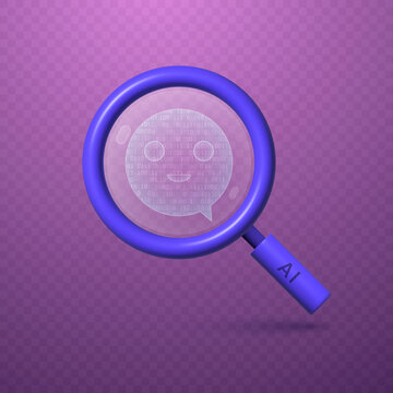 Magnifier with artificial intelligence. The concept of intelligent search chat GPT.