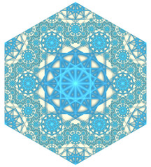 Abstract hexagon fractal tile, based on the Koch snowflake fractal. It can be tiled seamlessly in a hexagonal pattern. PNG format with transparency.