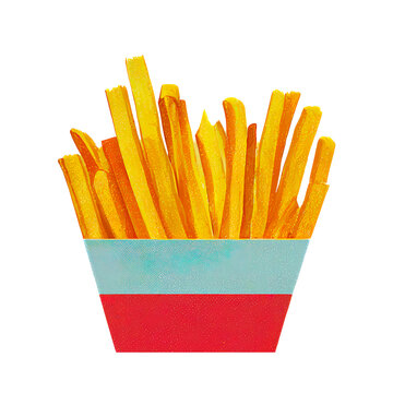 French fries icon on isolated background. Fried julienne potatoes fast food. AI-generated