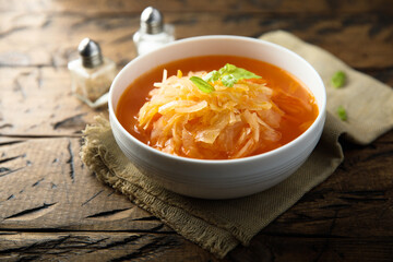 Traditional homemade cabbage soup