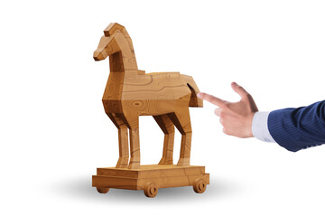 Businessman and trojan horse in trap concept