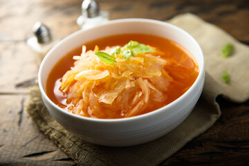 Traditional homemade cabbage soup
