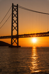 明石海峡大橋と夕景