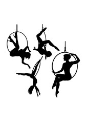 Aerial hoop athlete silhouettes