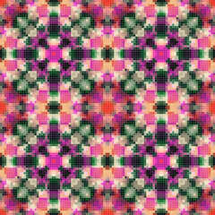 Mediterranean mosaic seamless pattern design, Repeat textile design. 