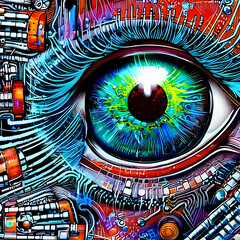 Fototapeta premium ChatBot. AUGE, das Allessehende - created with hyperrealistic generative AI technology
