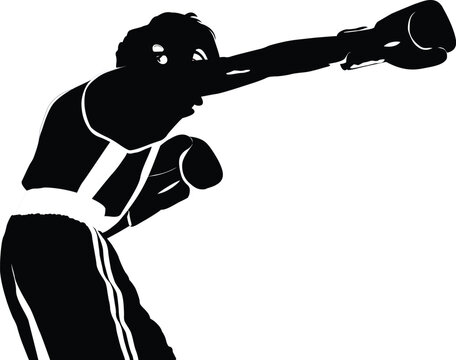 recommend clip art: black silhouette boxer straight right punch to head