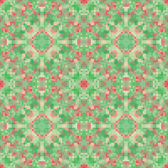 Mediterranean mosaic seamless pattern design, Repeat textile design. 