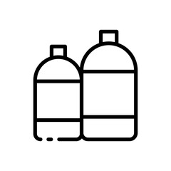 Bottle of mineral and sweet water line icon. Cherry juice, thirst, sweetness, soda, liquid, fluid, drinking water. Beverage concept. Vector line icon on white background