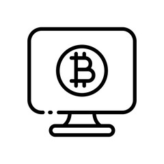 Monitoring exchange rate set icon. Coins, money, mine, cryptocurrency, farm, cloud storage, trading, exchange, lightcoing, Ethereum, Tether. Vector line icon on white background