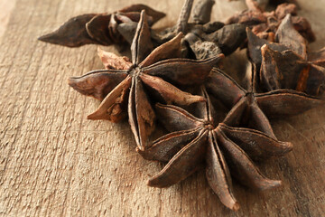 star anise on wood
