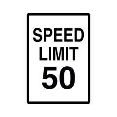 Speed Limit 50 Traffic Sign on Transparent Background