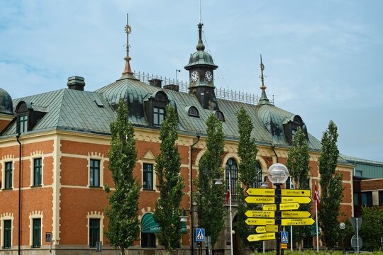 Haparanda,Sweden July 15 2021:The front facade of the hotel Haparanda Stadshotell
