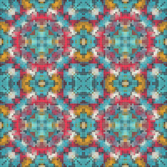 Pixel mosaic seamless pattern design, Repeat textile design. 