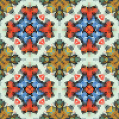 Fototapeta na wymiar Pixel mosaic seamless pattern design, Repeat textile design. 