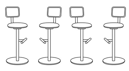 Bar Chair, Bar stool editable vector illustration on white background. chair Line art, clip art, Fancy Chair, Hand-drawn design elements.