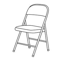 Folding Chair, Portable Chair editable vector illustration on white background. chair Line art, clip art, Hand-drawn design elements. - obrazy, fototapety, plakaty