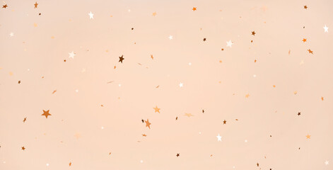 background 3d confetti glitter golden festive concept beige background