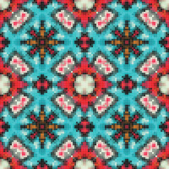 Fototapeta premium Pixel mosaic seamless pattern design, Repeat textile design. 