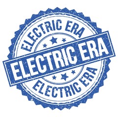 ELECTRIC ERA text on blue round stamp sign