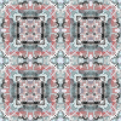 Pixel mosaic seamless pattern design, Repeat textile design. 