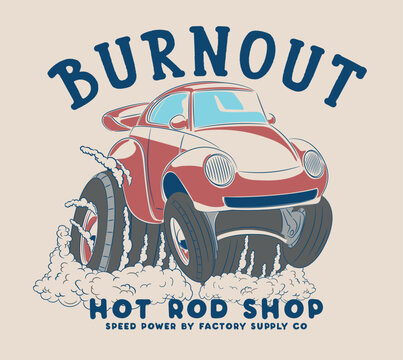 hot rod custom american race car illustration for t shirt print