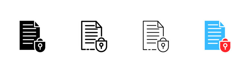 File download set icon. Information, dox, text document, upload, folder, pdf file, private, book, note. Data set concept. Vector icon in line, black and colorful style on white background