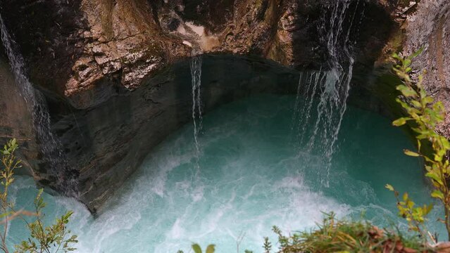 Big Gorges of Emerald Green River Soca in Julian Alps Slovenia
