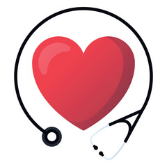 World Health Day Stethoscope Around Heart Flat