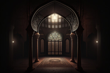 interior of muslim mosque, generative ai