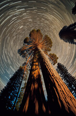 View of the giant sequoia. Generative AI.