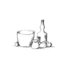 Hand-drawn still life illustration isolated on white background 