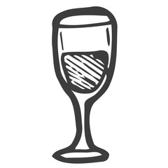 Wine glass. illustration. Winemaking products in sketch style.Vector illustration on isolated background. Classical alcoholic drink. Design For web, info graphics.