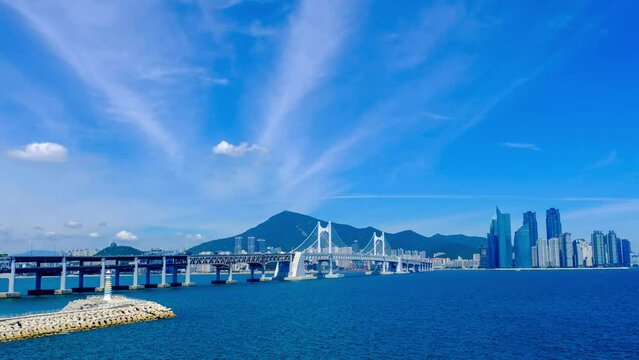 Gwangan Bridge with Drone Shot,Busan,Korea