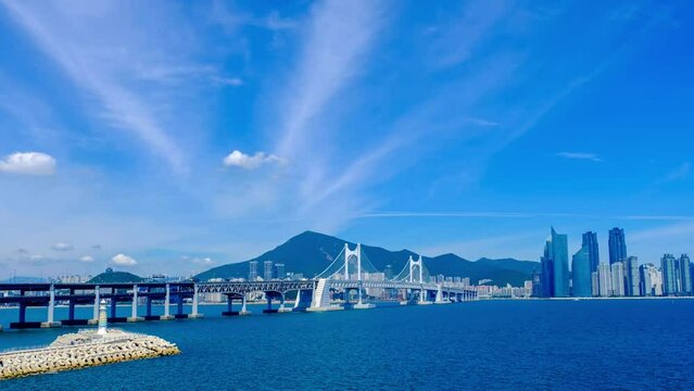 Gwangan Bridge with Drone Shot,Busan,Korea
