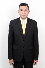 Portrait of young businessman, isolated on white background. Business success concept.