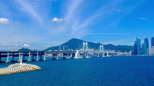 Gwangan Bridge with Drone Shot,Busan,Korea
