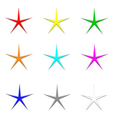 Beautiful illustration of colorful stars with transparent background
