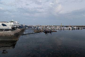 everal recreational and fishing boats docked on Olhao marina