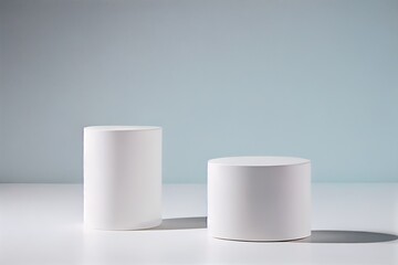 Podium for cosmetics white and blue Generative AI