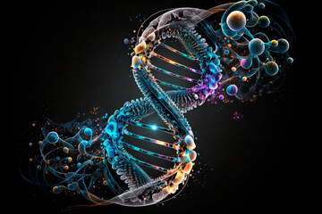 Beautiful illustration of double helix DNA generative ai