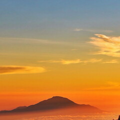 Sunrise over the mountains. Mount Semeru, Indonesia.