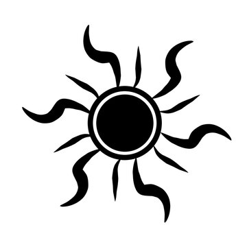 Vintage black sun icon.