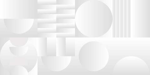 Abstract white and gray gradient background. Modern minimalistic design. Vector illustration with simple shapes like circle, square, rectangle. Monochrome light 3d futuristic design