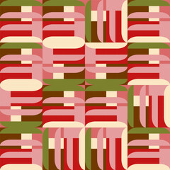 Modern vector abstract  geometric background with circles, rectangles and squares  in retro  style. Pastel colored simple shapes graphic pattern. Abstract mosaic artwork.